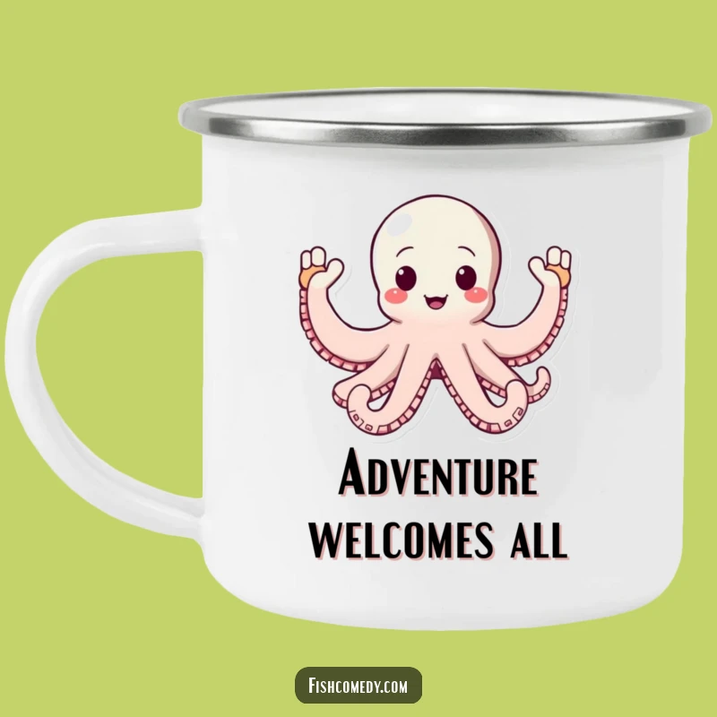 Funny Octopus Camping Mug: Enthusiastic Waves, Outdoor Humor, Durable Funny Gift