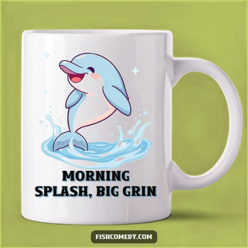 Funny Dolphin Mug: Giggling Leap, Sparkling Splash, Perfect Funny Gift for Ocean Lovers