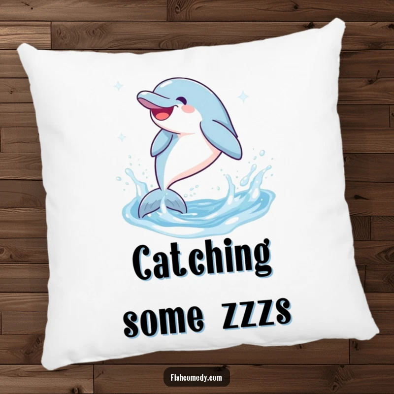 Funny Dolphin Pillow: A giggling dolphin leaps and splashes in sparkling water, providing a soft, comfortable, and humorous decorative accent.