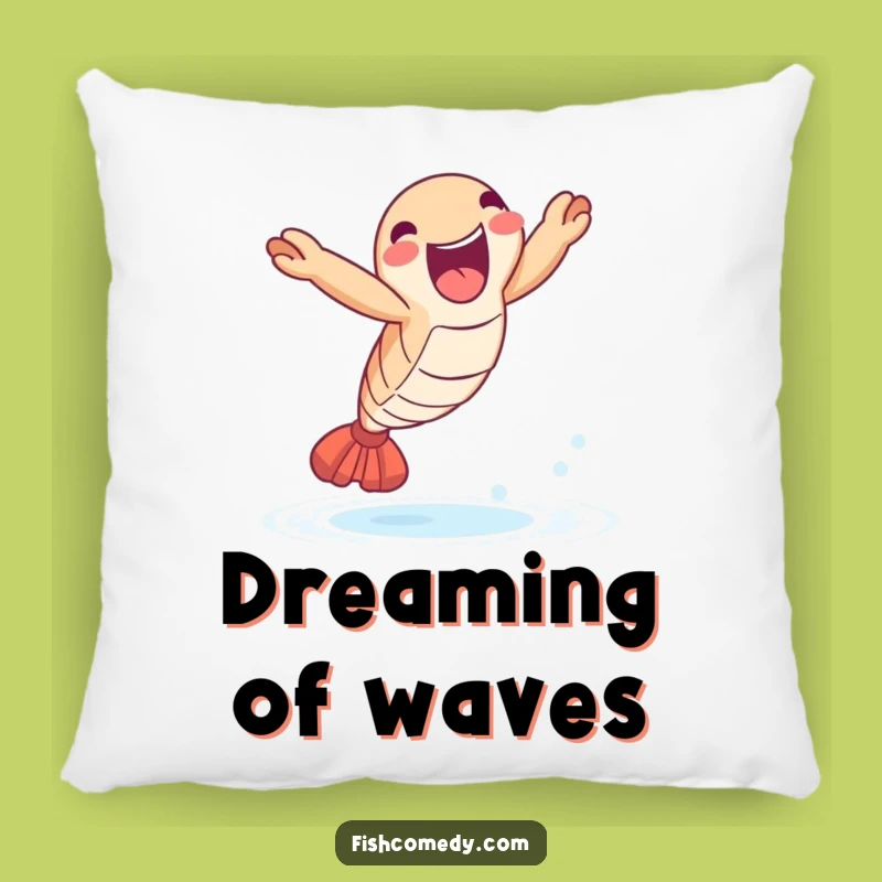 Funny Shrimp Leap Pillow: Joyful Seafood Comfort & Celebration Decor