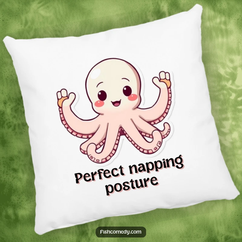 Funny Octopus Pillow: A happy octopus waves all its arms enthusiastically, providing a soft, comfortable, and humorous decorative accent.