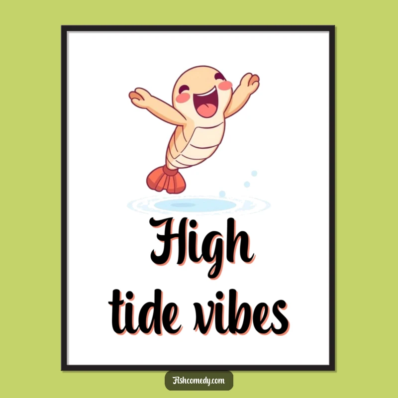 Funny Shrimp Leap Digital Art: Joyful Seafood Decor & Instant Gift