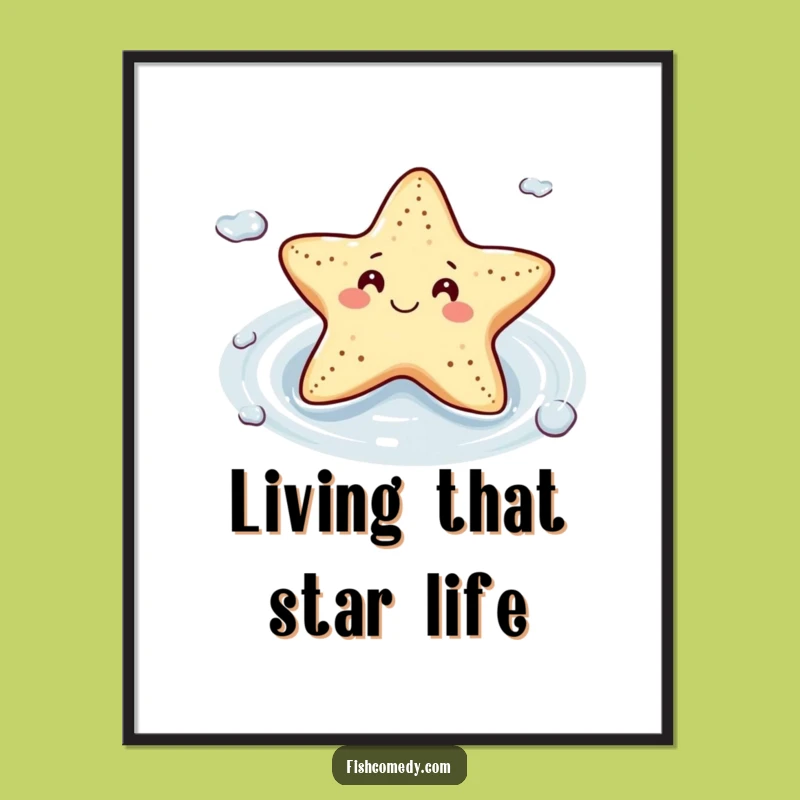 Funny Starfish Digital Art Print: Content Floating, Instant Relaxed Decor, Perfect Funny Gift Download