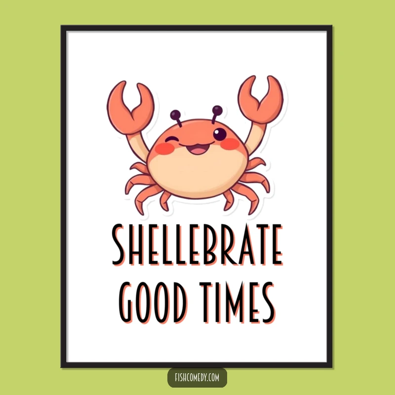 Funny Crab Poster: Mischievous Wiggling Claws, Humorous Ocean Art, Perfect Funny Gift for Coastal Decor