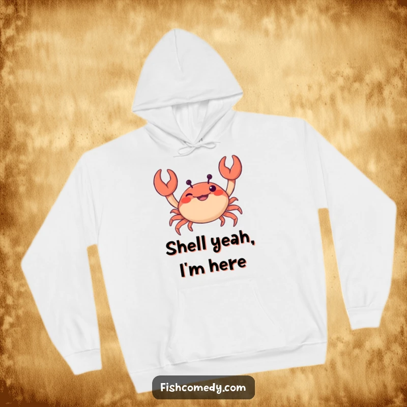 Funny Crab Hoodie: A curious crab wiggles its claws with mischievous glee, offering a cozy and humorous statement piece for chilly days.