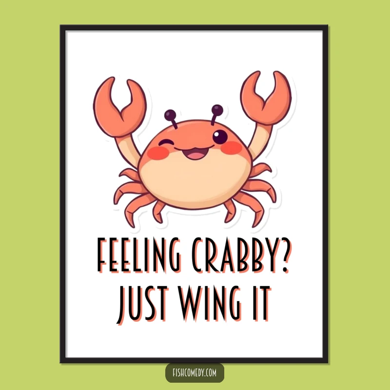Funny Free Printable Crab Wall Art, Witty Seafood Downloadable Art