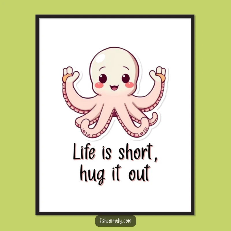 Funny Free Printable Octopus Wall Art, Whimsical Ocean Downloadable Art