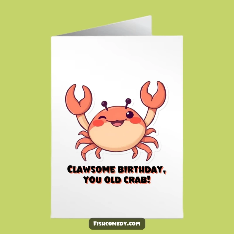 Free Printable Funny Crab Birthday Card Digital Download, Hilarious Crustacean Wish