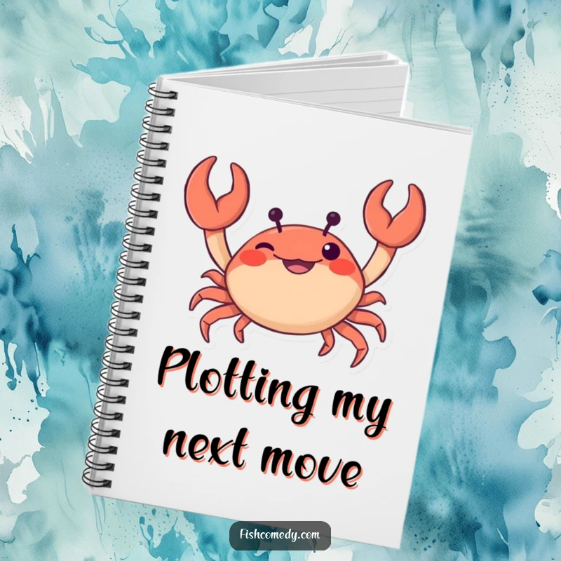 Funny Crab Notebook: A curious crab wiggles its claws with mischievous glee, perfect for jotting down notes with a humorous and playful touch.