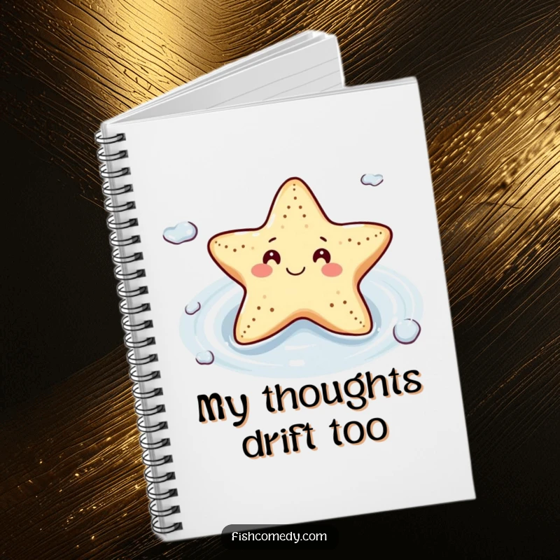 Funny Starfish Notebook: A smiling starfish floats contentedly on a gentle current, perfect for relaxed journaling and note-taking.