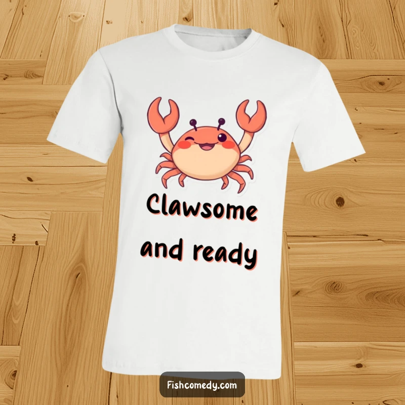 Funny Crab T-Shirt: A curious crab playfully wiggles its claws with mischievous glee, embodying a fun and lighthearted personality for any occasion.