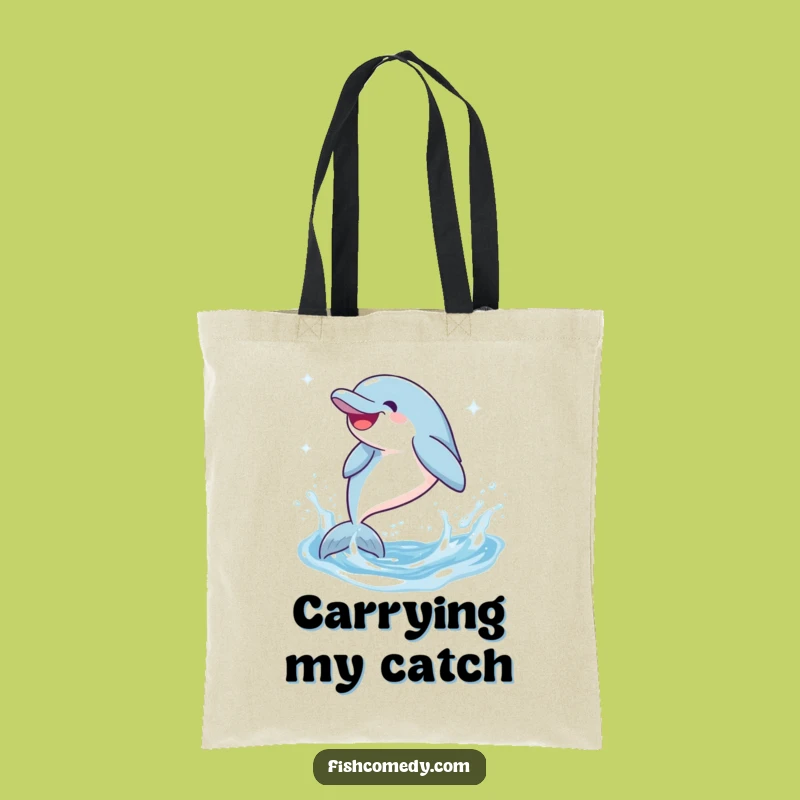 Funny Dolphin Tote Bag: Giggling Leap, Sparkling Fun, Eco-Friendly Funny Gift